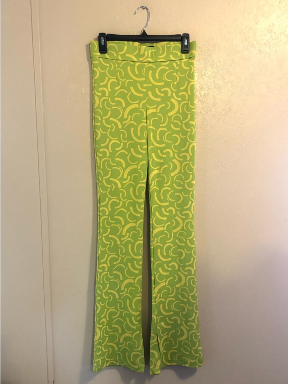 NWT Zara printed high-waisted flared jacquard trousers sz M